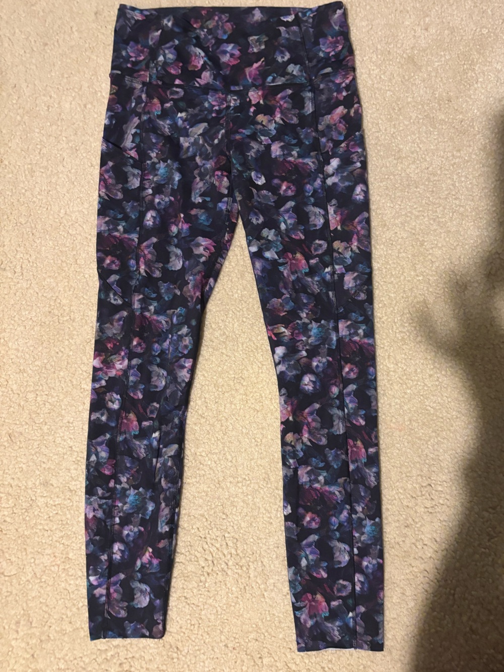 Women Floral Print Active Leggings - Purple/Multicolor